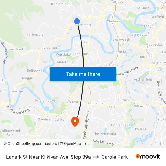 Lanark St Near Kilkivan Ave, Stop 39a to Carole Park map