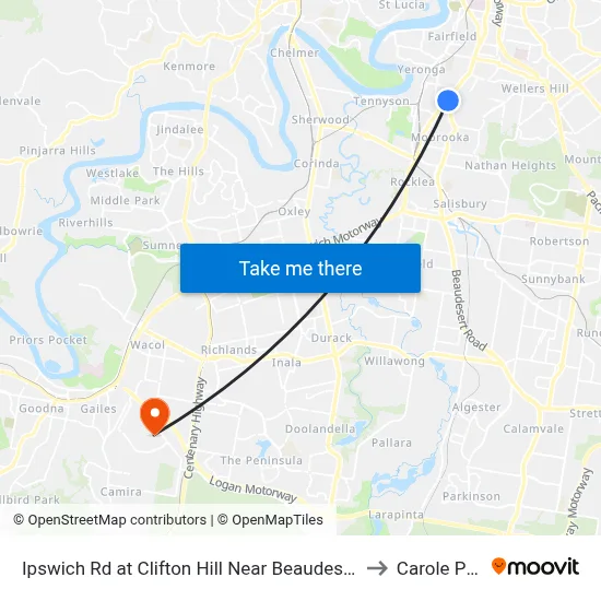 Ipswich Rd at Clifton Hill Near Beaudesert Rd to Carole Park map