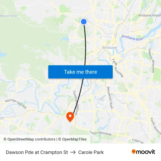Dawson Pde at Crampton St to Carole Park map