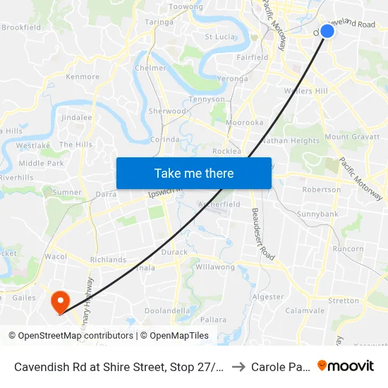 Cavendish Rd at Shire Street, Stop 27/28 to Carole Park map