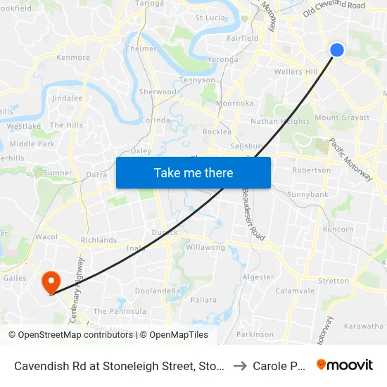 Cavendish Rd at Stoneleigh Street, Stop 38 to Carole Park map