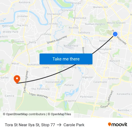 Tora St Near Ilya St, Stop 77 to Carole Park map