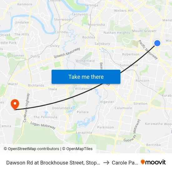 Dawson Rd at Brockhouse Street, Stop 77 to Carole Park map