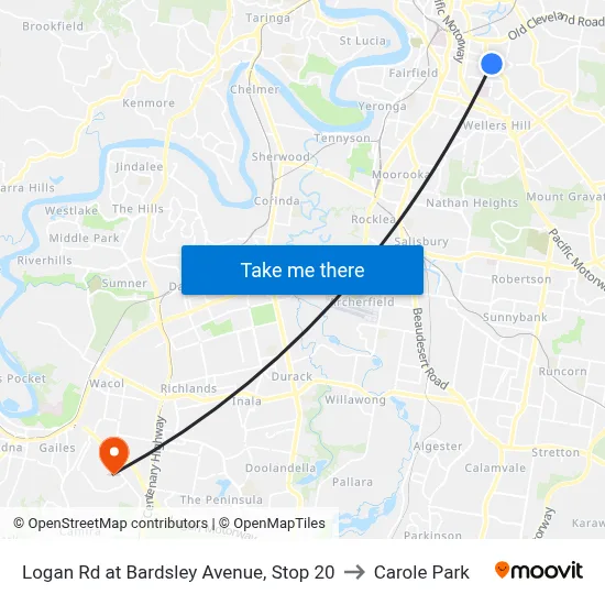 Logan Rd at Bardsley Avenue, Stop 20 to Carole Park map
