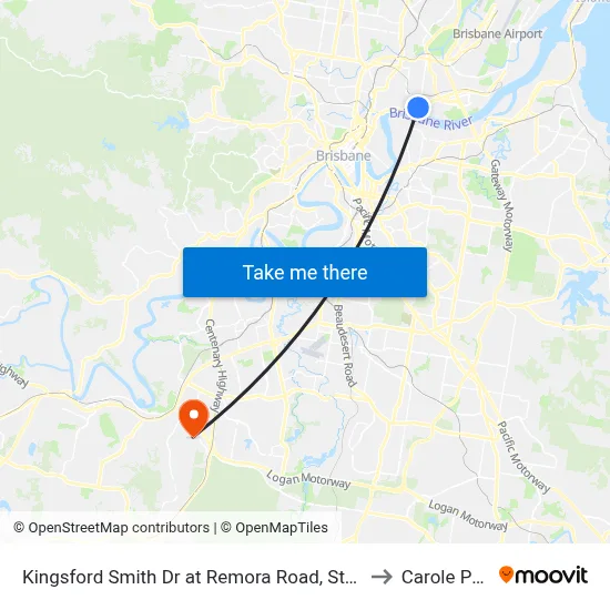 Kingsford Smith Dr at Remora Road, Stop 29 to Carole Park map