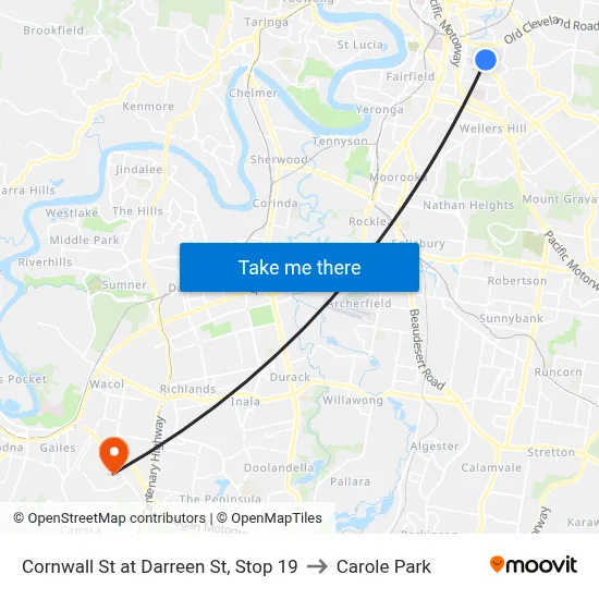 Cornwall St at Darreen St, Stop 19 to Carole Park map