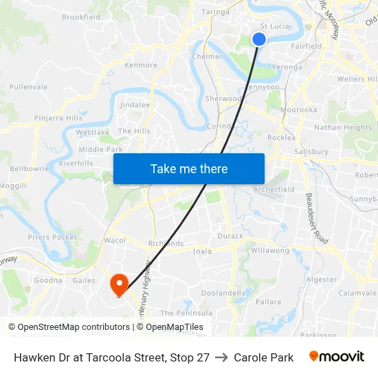Hawken Dr at Tarcoola Street, Stop 27 to Carole Park map