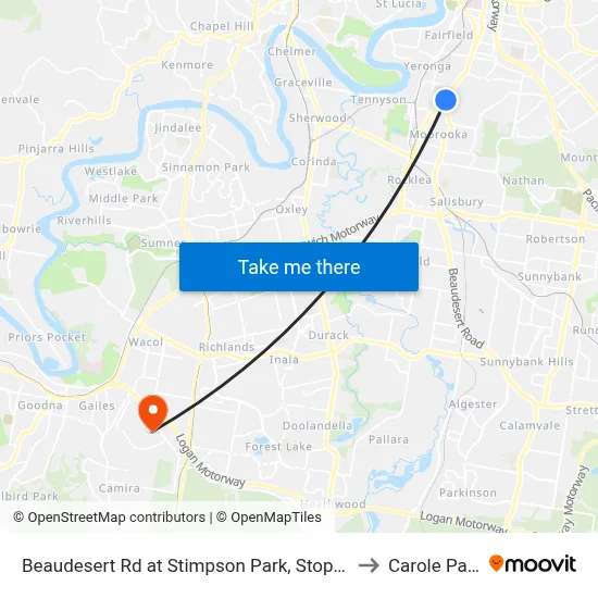 Beaudesert Rd at Stimpson Park, Stop 29 to Carole Park map