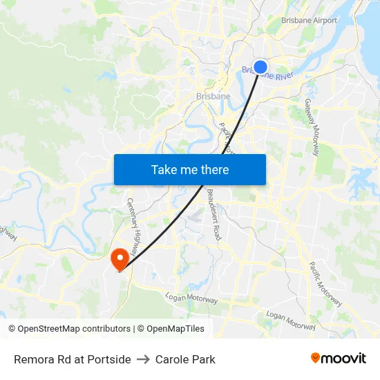 Remora Rd at Portside to Carole Park map