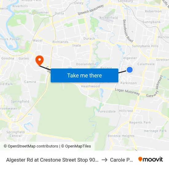Algester Rd at Crestone Street Stop 90/89 to Carole Park map