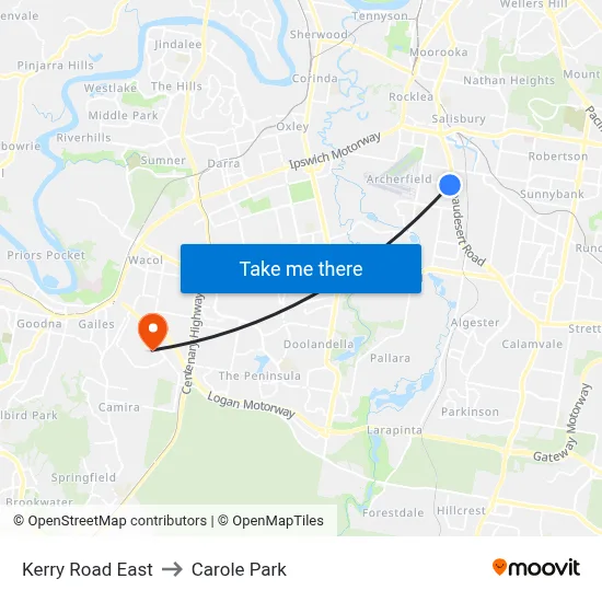 Kerry Road East to Carole Park map