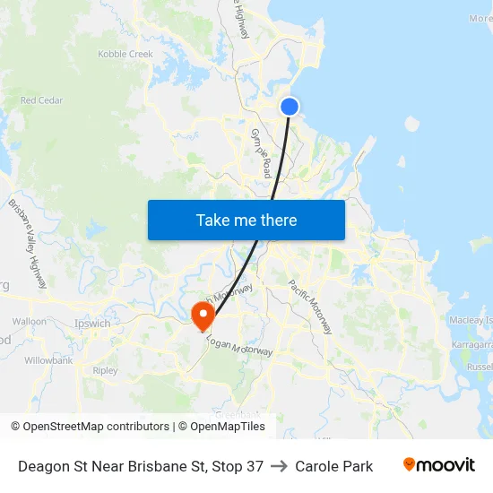 Deagon St Near Brisbane St, Stop 37 to Carole Park map