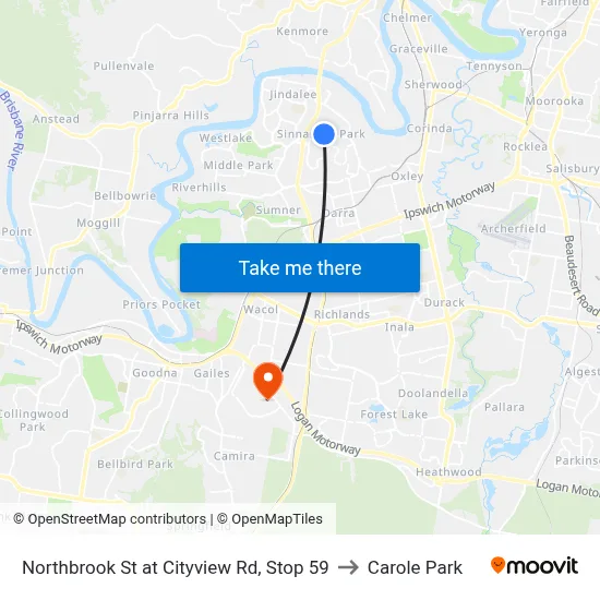 Northbrook St at Cityview Rd, Stop 59 to Carole Park map