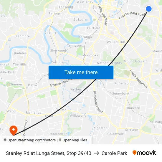 Stanley Rd at Lunga Street, Stop 39/40 to Carole Park map
