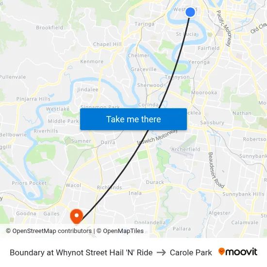 Boundary at Whynot Street Hail 'N' Ride to Carole Park map