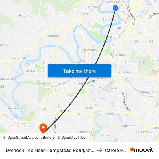 Dornoch Tce Near Hampstead Road, Stop 21 to Carole Park map