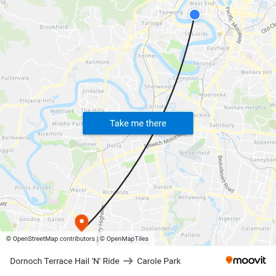 Dornoch Terrace Hail 'N' Ride to Carole Park map