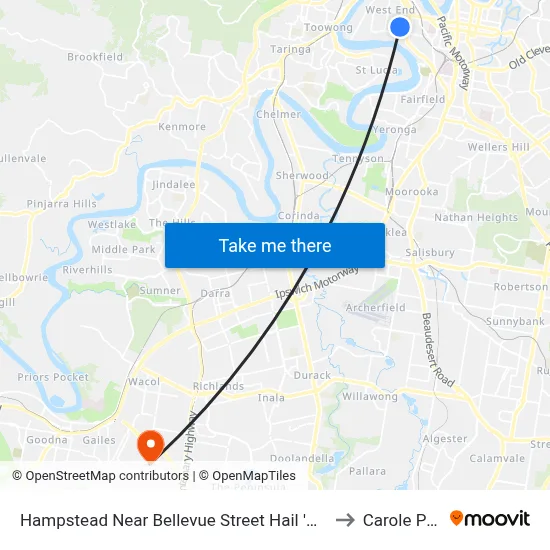Hampstead Near Bellevue Street Hail 'N' Ride to Carole Park map