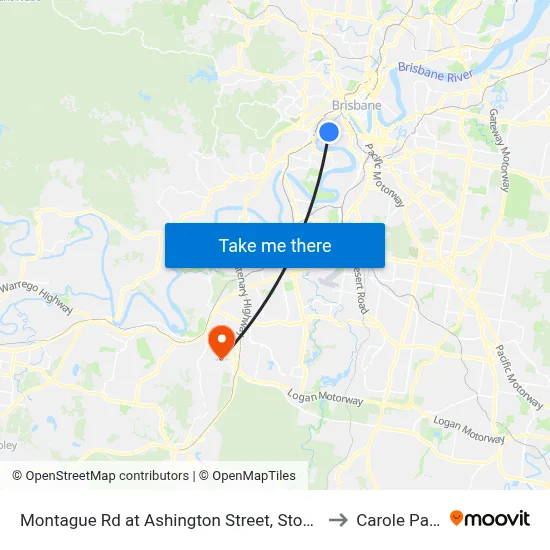 Montague Rd at Ashington Street, Stop 9 to Carole Park map