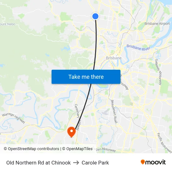 Old Northern Rd at Chinook to Carole Park map