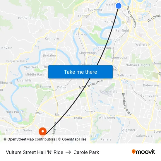 Vulture Street Hail 'N' Ride to Carole Park map