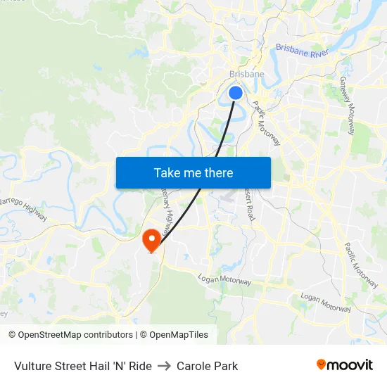 Vulture Street Hail 'N' Ride to Carole Park map