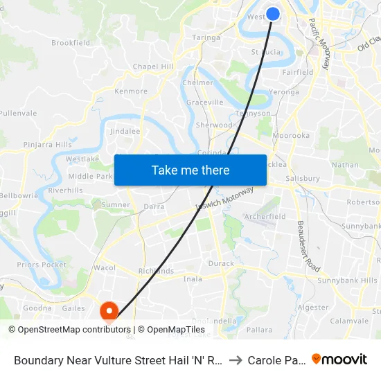 Boundary Near Vulture Street Hail 'N' Ride to Carole Park map