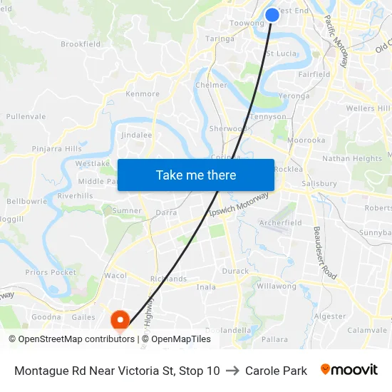 Montague Rd Near Victoria St, Stop 10 to Carole Park map