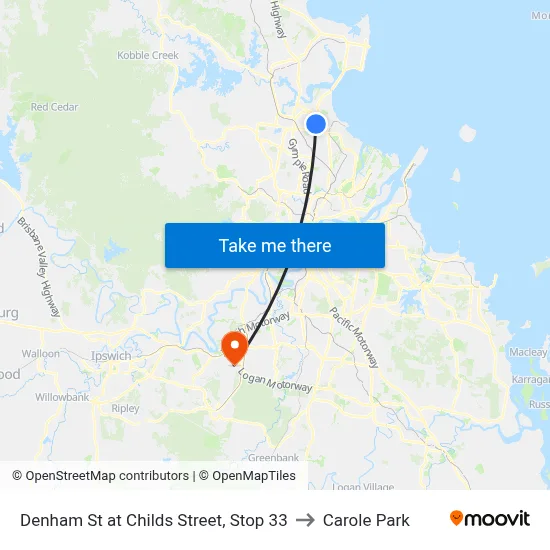 Denham St at Childs Street, Stop 33 to Carole Park map