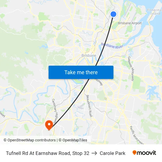 Tufnell Rd At Earnshaw Road, Stop 32 to Carole Park map