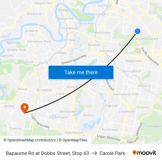 Bapaume Rd at Dobbs Street, Stop 63 to Carole Park map