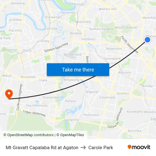 Mt Gravatt Capalaba Rd at Agaton to Carole Park map