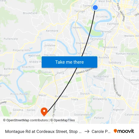 Montague Rd at Cordeaux Street, Stop 30/14 to Carole Park map