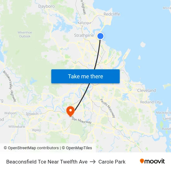 Beaconsfield Tce Near Twelfth Ave to Carole Park map