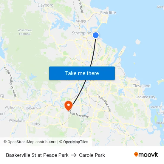 Baskerville St at Peace Park to Carole Park map