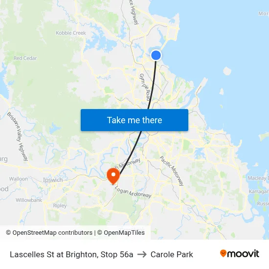 Lascelles St at Brighton, Stop 56a to Carole Park map