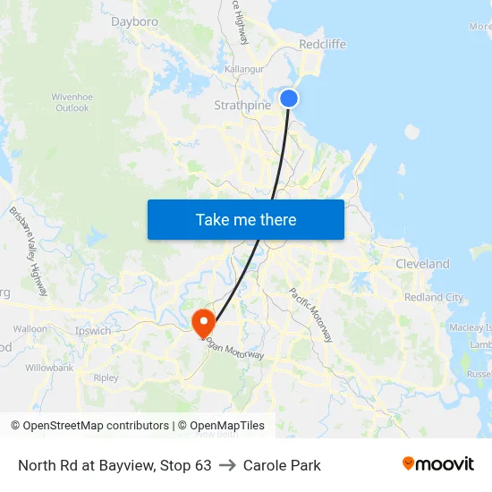 North Rd at Bayview, Stop 63 to Carole Park map