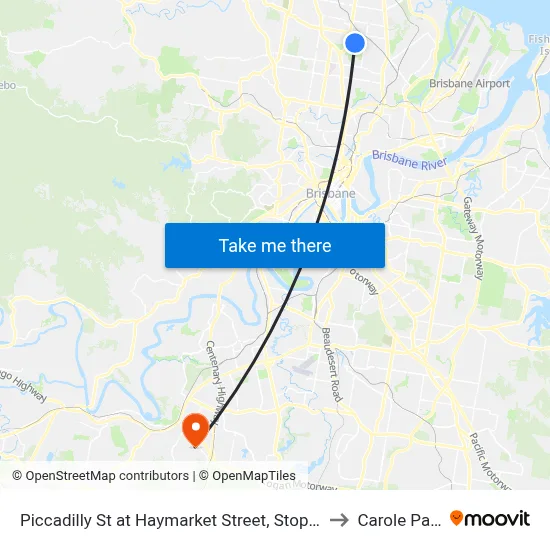 Piccadilly St at Haymarket Street, Stop 48 to Carole Park map