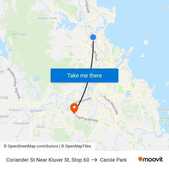 Coriander St Near Kluver St, Stop 60 to Carole Park map