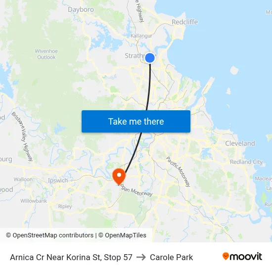 Arnica Cr Near Korina St, Stop 57 to Carole Park map