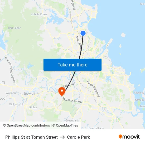 Phillips St at Tomah Street to Carole Park map