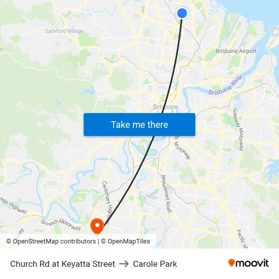 Church Rd at Keyatta Street to Carole Park map