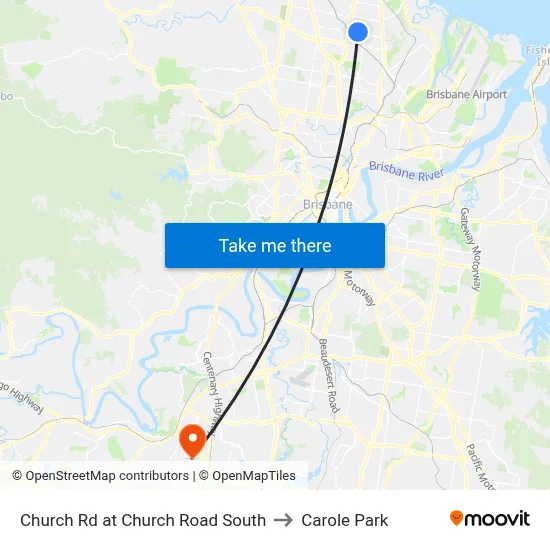 Church Rd at Church Road South to Carole Park map