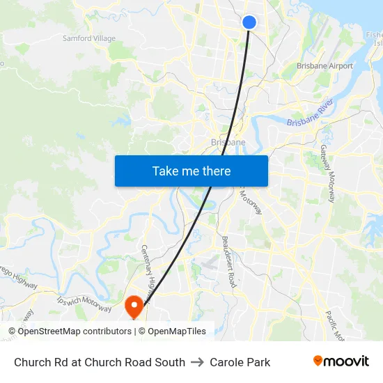 Church Rd at Church Road South to Carole Park map