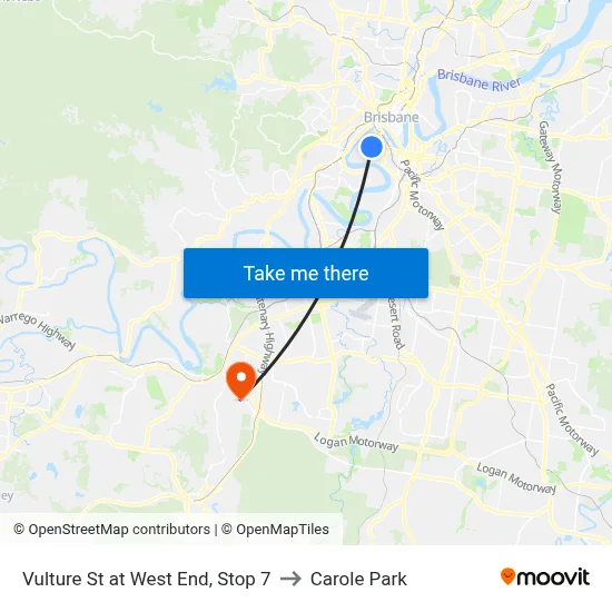 Vulture St at West End, Stop 7 to Carole Park map