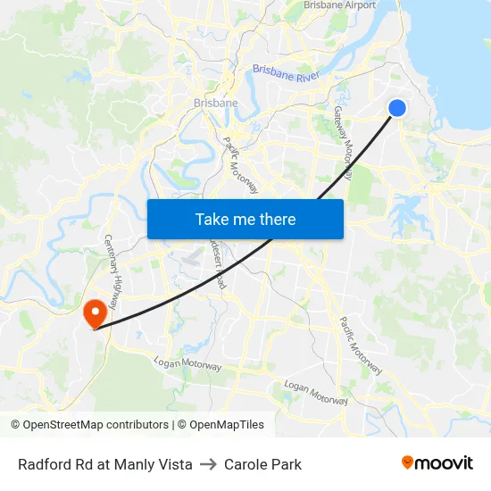 Radford Rd at Manly Vista to Carole Park map