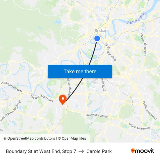 Boundary St at West End, Stop 7 to Carole Park map