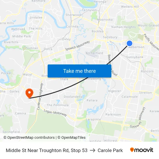 Middle St Near Troughton Rd, Stop 53 to Carole Park map