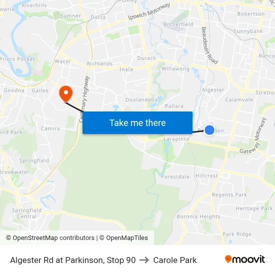 Algester Rd at Parkinson, Stop 90 to Carole Park map