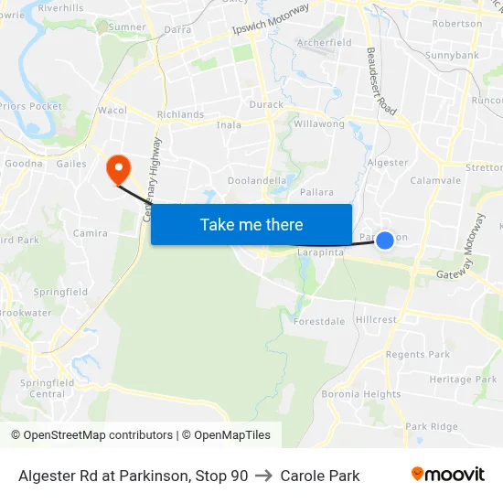 Algester Rd at Parkinson, Stop 90 to Carole Park map